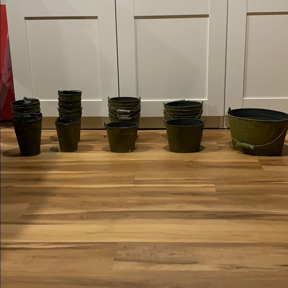 Vintage metal buckets